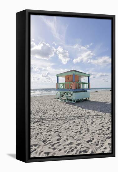 Beach Lifeguard Tower '14 St', Typical Art Deco Design, Miami South Beach-Axel Schmies-Framed Premier Image Canvas