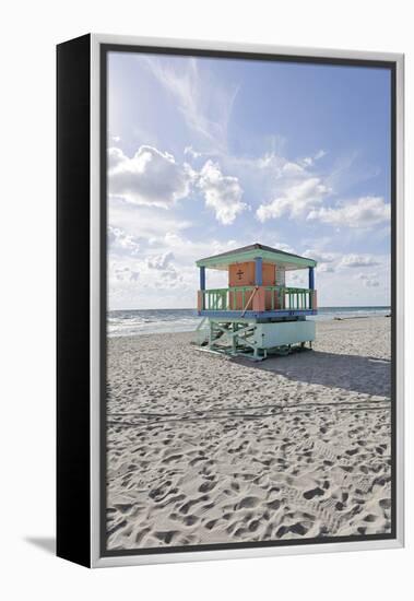 Beach Lifeguard Tower '14 St', Typical Art Deco Design, Miami South Beach-Axel Schmies-Framed Premier Image Canvas