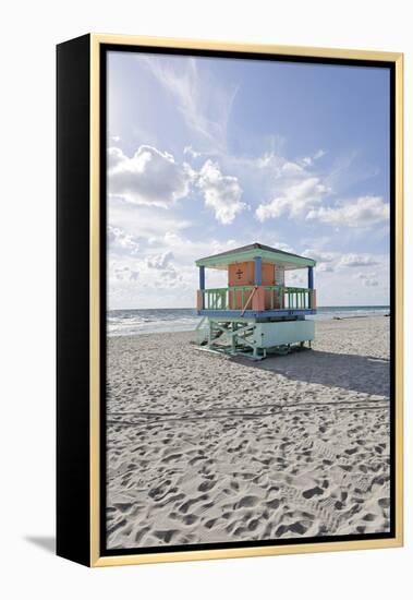 Beach Lifeguard Tower '14 St', Typical Art Deco Design, Miami South Beach-Axel Schmies-Framed Premier Image Canvas