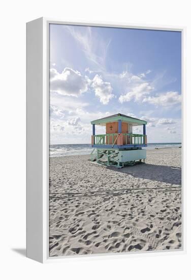 Beach Lifeguard Tower '14 St', Typical Art Deco Design, Miami South Beach-Axel Schmies-Framed Premier Image Canvas