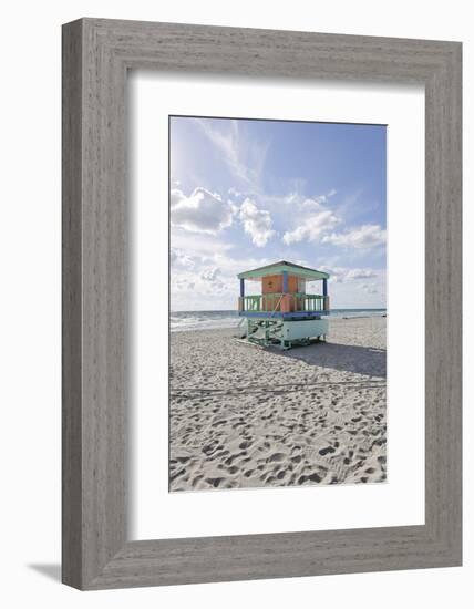 Beach Lifeguard Tower '14 St', Typical Art Deco Design, Miami South Beach-Axel Schmies-Framed Photographic Print