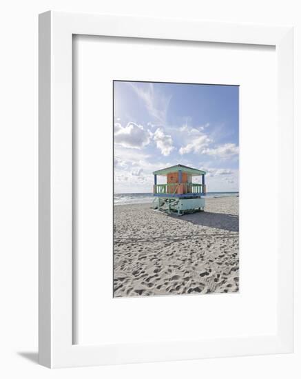 Beach Lifeguard Tower '14 St', Typical Art Deco Design, Miami South Beach-Axel Schmies-Framed Photographic Print