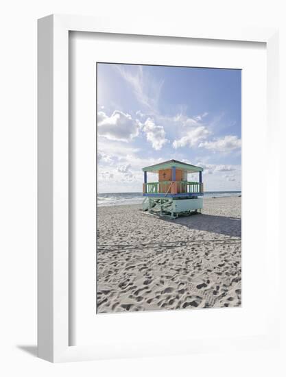 Beach Lifeguard Tower '14 St', Typical Art Deco Design, Miami South Beach-Axel Schmies-Framed Photographic Print