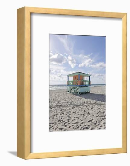 Beach Lifeguard Tower '14 St', Typical Art Deco Design, Miami South Beach-Axel Schmies-Framed Photographic Print