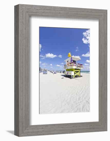 Beach Lifeguard Tower '16 St', Atlantic Ocean, Miami South Beach, Florida, Usa-Axel Schmies-Framed Photographic Print