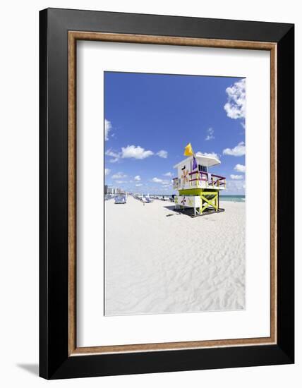 Beach Lifeguard Tower '16 St', Atlantic Ocean, Miami South Beach, Florida, Usa-Axel Schmies-Framed Photographic Print