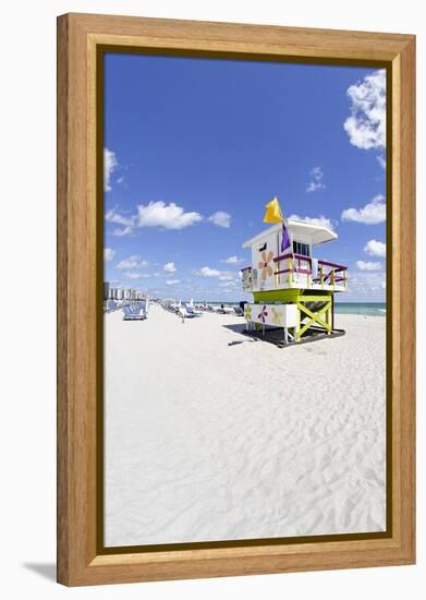 Beach Lifeguard Tower '16 St', Atlantic Ocean, Miami South Beach, Florida, Usa-Axel Schmies-Framed Premier Image Canvas