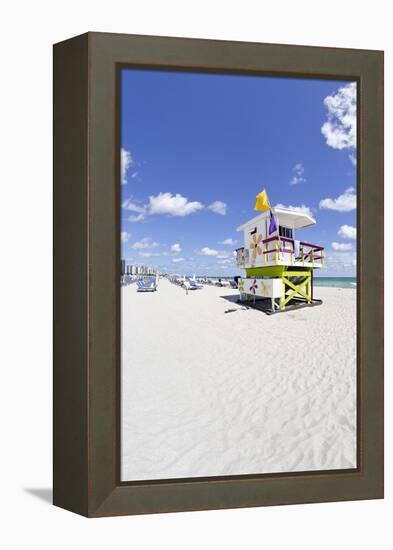 Beach Lifeguard Tower '16 St', Atlantic Ocean, Miami South Beach, Florida, Usa-Axel Schmies-Framed Premier Image Canvas