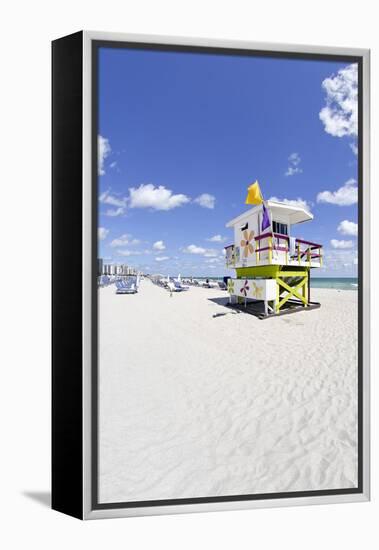 Beach Lifeguard Tower '16 St', Atlantic Ocean, Miami South Beach, Florida, Usa-Axel Schmies-Framed Premier Image Canvas