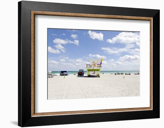 Beach Lifeguard Tower '16 St', Atlantic Ocean, Miami South Beach, Florida, Usa-Axel Schmies-Framed Photographic Print