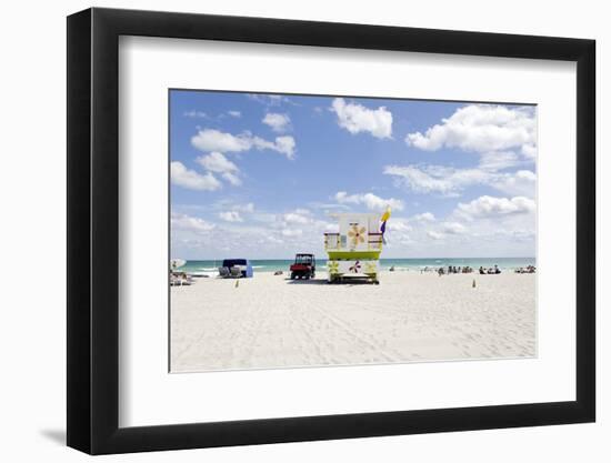 Beach Lifeguard Tower '16 St', Atlantic Ocean, Miami South Beach, Florida, Usa-Axel Schmies-Framed Photographic Print