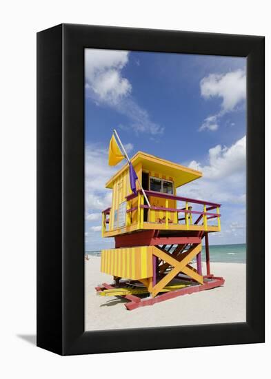 Beach Lifeguard Tower '3 Sts', Atlantic Ocean, Miami South Beach, Art Deco District, Florida, Usa-Axel Schmies-Framed Premier Image Canvas