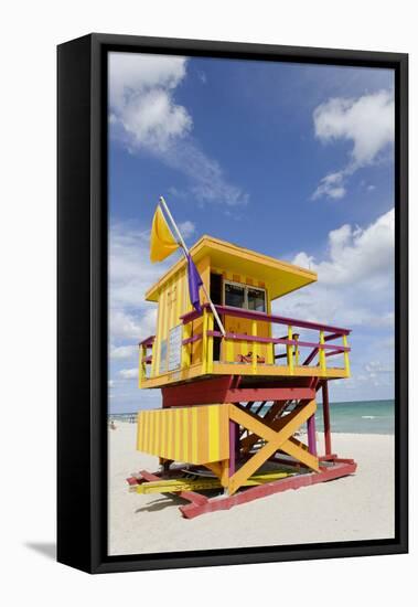 Beach Lifeguard Tower '3 Sts', Atlantic Ocean, Miami South Beach, Art Deco District, Florida, Usa-Axel Schmies-Framed Premier Image Canvas