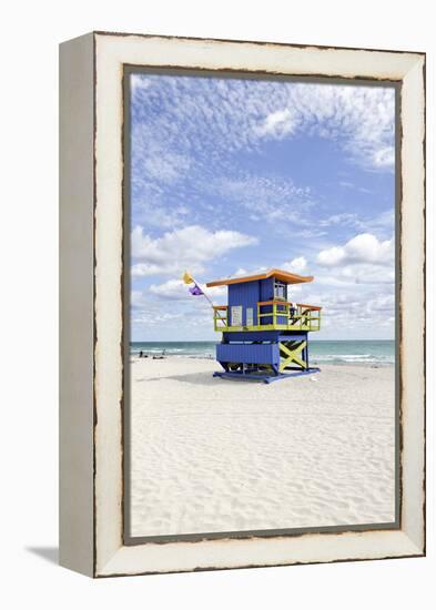 Beach Lifeguard Tower '35 St', Atlantic Ocean, Miami South Beach, Florida, Usa-Axel Schmies-Framed Premier Image Canvas