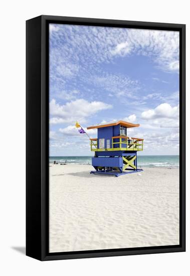 Beach Lifeguard Tower '35 St', Atlantic Ocean, Miami South Beach, Florida, Usa-Axel Schmies-Framed Premier Image Canvas