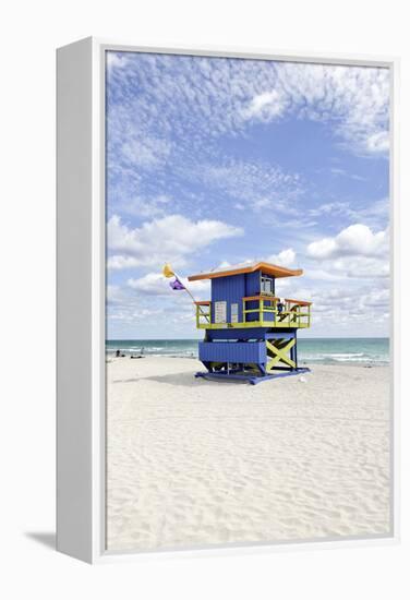 Beach Lifeguard Tower '35 St', Atlantic Ocean, Miami South Beach, Florida, Usa-Axel Schmies-Framed Premier Image Canvas