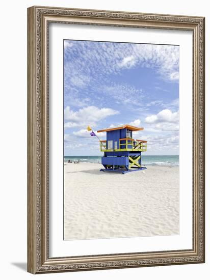 Beach Lifeguard Tower '35 St', Atlantic Ocean, Miami South Beach, Florida, Usa-Axel Schmies-Framed Photographic Print