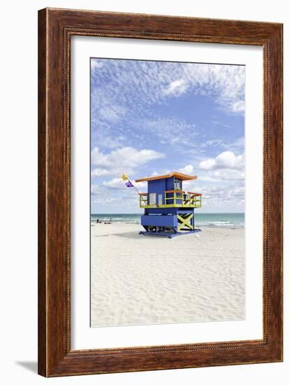 Beach Lifeguard Tower '35 St', Atlantic Ocean, Miami South Beach, Florida, Usa-Axel Schmies-Framed Photographic Print