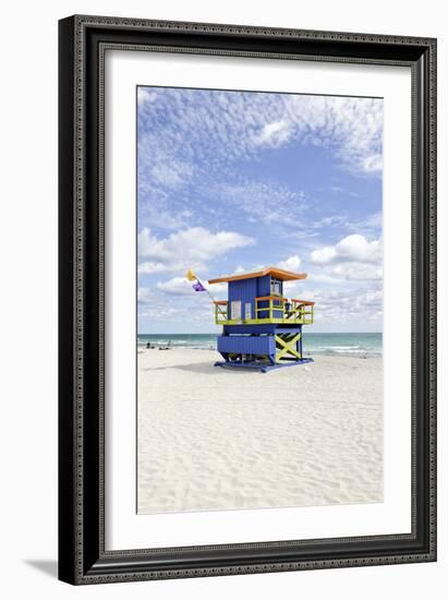 Beach Lifeguard Tower '35 St', Atlantic Ocean, Miami South Beach, Florida, Usa-Axel Schmies-Framed Photographic Print