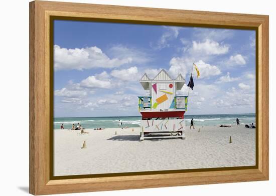Beach Lifeguard Tower '6 St', Typical Art Deco Design, Miami South Beach-Axel Schmies-Framed Premier Image Canvas