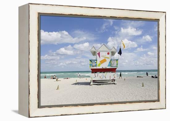 Beach Lifeguard Tower '6 St', Typical Art Deco Design, Miami South Beach-Axel Schmies-Framed Premier Image Canvas