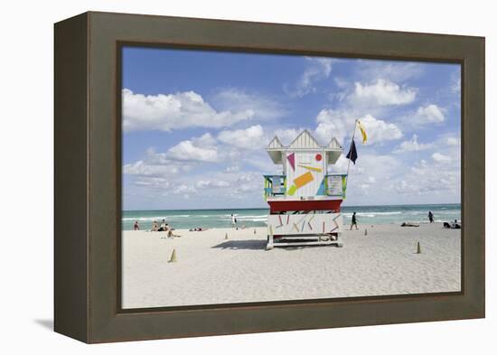 Beach Lifeguard Tower '6 St', Typical Art Deco Design, Miami South Beach-Axel Schmies-Framed Premier Image Canvas