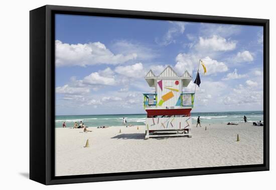 Beach Lifeguard Tower '6 St', Typical Art Deco Design, Miami South Beach-Axel Schmies-Framed Premier Image Canvas