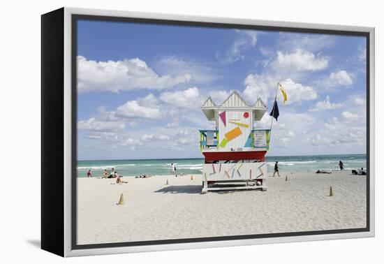 Beach Lifeguard Tower '6 St', Typical Art Deco Design, Miami South Beach-Axel Schmies-Framed Premier Image Canvas