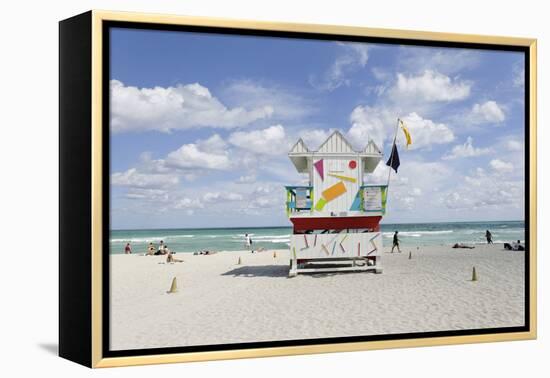 Beach Lifeguard Tower '6 St', Typical Art Deco Design, Miami South Beach-Axel Schmies-Framed Premier Image Canvas