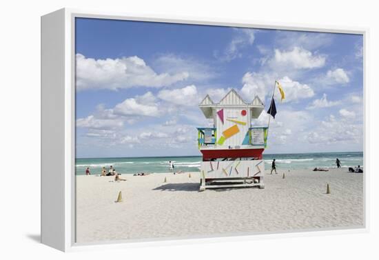 Beach Lifeguard Tower '6 St', Typical Art Deco Design, Miami South Beach-Axel Schmies-Framed Premier Image Canvas