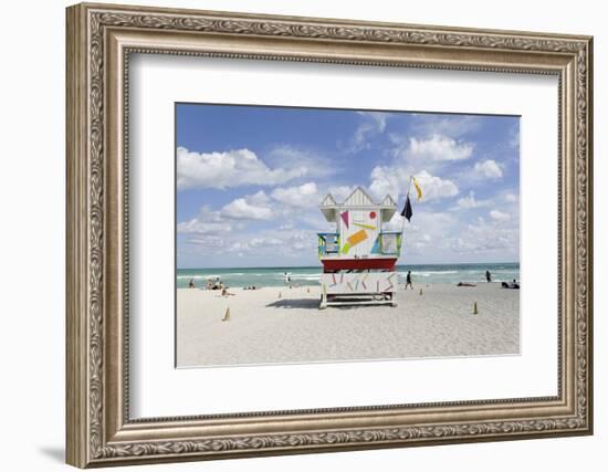 Beach Lifeguard Tower '6 St', Typical Art Deco Design, Miami South Beach-Axel Schmies-Framed Photographic Print