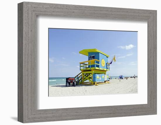 Beach Lifeguard Tower '74 St', Atlantic Ocean, Miami South Beach, Florida, Usa-Axel Schmies-Framed Photographic Print