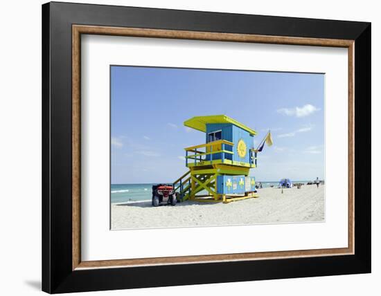 Beach Lifeguard Tower '74 St', Atlantic Ocean, Miami South Beach, Florida, Usa-Axel Schmies-Framed Photographic Print