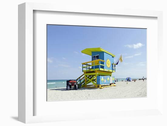 Beach Lifeguard Tower '74 St', Atlantic Ocean, Miami South Beach, Florida, Usa-Axel Schmies-Framed Photographic Print
