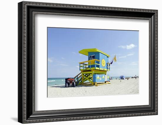 Beach Lifeguard Tower '74 St', Atlantic Ocean, Miami South Beach, Florida, Usa-Axel Schmies-Framed Photographic Print