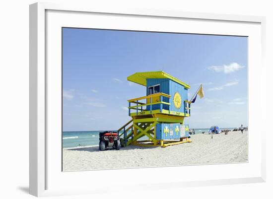 Beach Lifeguard Tower '74 St', Atlantic Ocean, Miami South Beach, Florida, Usa-Axel Schmies-Framed Photographic Print