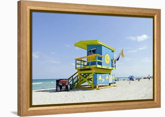 Beach Lifeguard Tower '74 St', Atlantic Ocean, Miami South Beach, Florida, Usa-Axel Schmies-Framed Premier Image Canvas