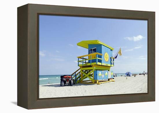 Beach Lifeguard Tower '74 St', Atlantic Ocean, Miami South Beach, Florida, Usa-Axel Schmies-Framed Premier Image Canvas