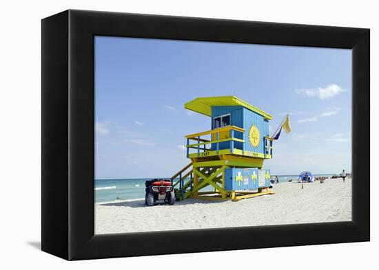 Beach Lifeguard Tower '74 St', Atlantic Ocean, Miami South Beach, Florida, Usa-Axel Schmies-Framed Premier Image Canvas