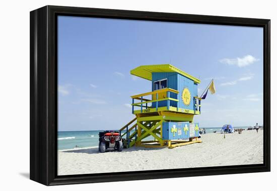 Beach Lifeguard Tower '74 St', Atlantic Ocean, Miami South Beach, Florida, Usa-Axel Schmies-Framed Premier Image Canvas