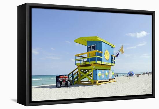 Beach Lifeguard Tower '74 St', Atlantic Ocean, Miami South Beach, Florida, Usa-Axel Schmies-Framed Premier Image Canvas