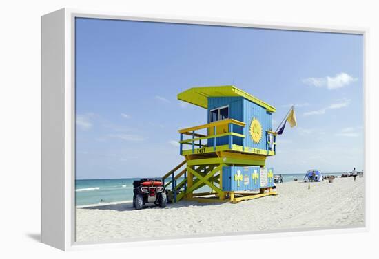 Beach Lifeguard Tower '74 St', Atlantic Ocean, Miami South Beach, Florida, Usa-Axel Schmies-Framed Premier Image Canvas