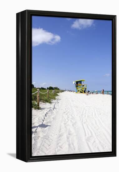 Beach Lifeguard Tower '74 St', Atlantic Ocean, Miami South Beach, Florida, Usa-Axel Schmies-Framed Premier Image Canvas