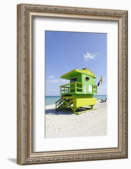 Beach Lifeguard Tower '77 St', Atlantic Ocean, Miami South Beach, Florida, Usa-Axel Schmies-Framed Photographic Print