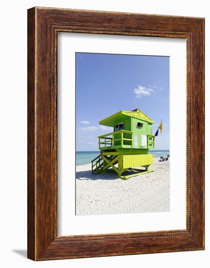 Beach Lifeguard Tower '77 St', Atlantic Ocean, Miami South Beach, Florida, Usa-Axel Schmies-Framed Photographic Print