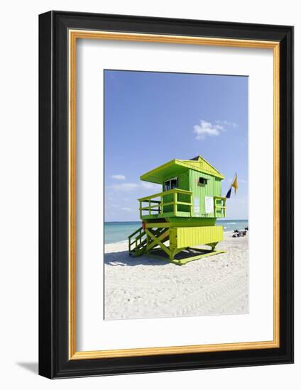 Beach Lifeguard Tower '77 St', Atlantic Ocean, Miami South Beach, Florida, Usa-Axel Schmies-Framed Photographic Print