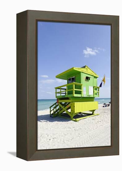 Beach Lifeguard Tower '77 St', Atlantic Ocean, Miami South Beach, Florida, Usa-Axel Schmies-Framed Premier Image Canvas