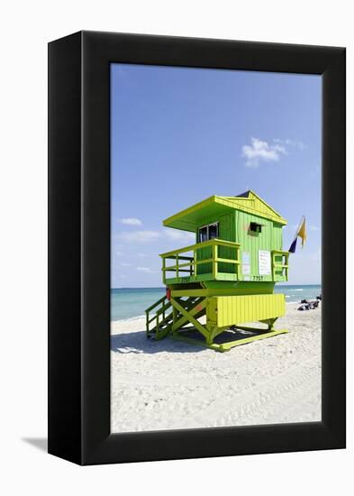 Beach Lifeguard Tower '77 St', Atlantic Ocean, Miami South Beach, Florida, Usa-Axel Schmies-Framed Premier Image Canvas