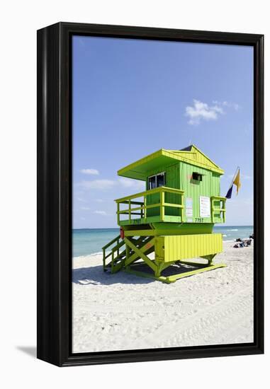 Beach Lifeguard Tower '77 St', Atlantic Ocean, Miami South Beach, Florida, Usa-Axel Schmies-Framed Premier Image Canvas