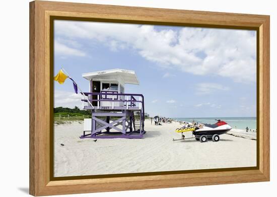 Beach Lifeguard Tower '79 St', Miami South Beach, Florida, Usa-Axel Schmies-Framed Premier Image Canvas